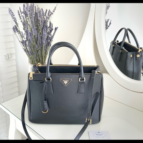 Prada Handbags - Prada Black Saffiano Leather Gardeners Tote